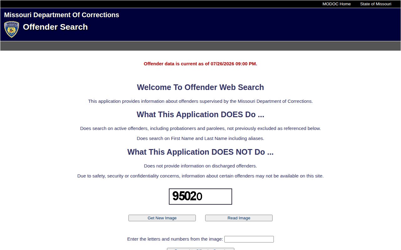 Missouri DOC search for Taney County released inmates