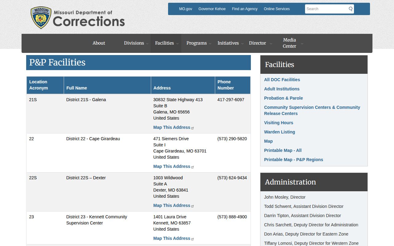 Taney County parole and probation District 21 office directory
